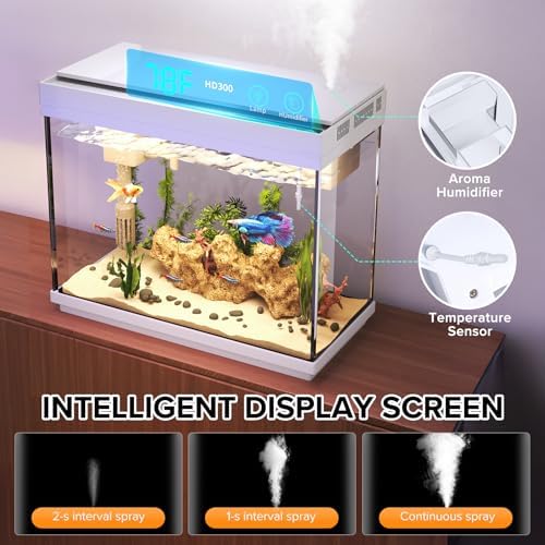 Vehipa Betta Fish Tank 2.4 Gallon HD Glass Aquarium Starter Kits