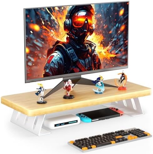 Monitor Stand Riser, 24 Inch Wood Desk Monitor Riser for Laptop/PC/Printer