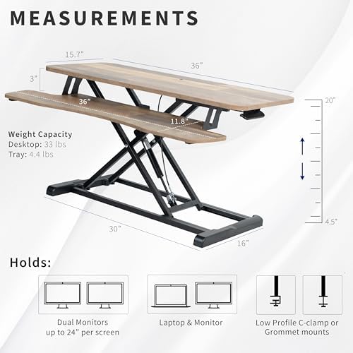 VIVO Reclaimed Wood 36 in Standing Desk Converter, DESK-V036KP