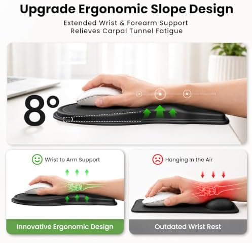 Ergonomic Mouse Pad with Wrist Rest, Extended Forearm Support