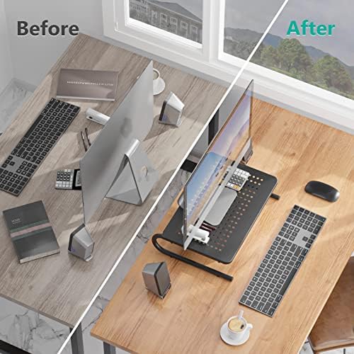 WALI Monitor Stand Riser, Laptop Riser for Desk, Computer Monitor Stand for Desktop, Desk Organizer for Monitor and Printer, Home, Office, School Application(STT001), 1 Pack, Black