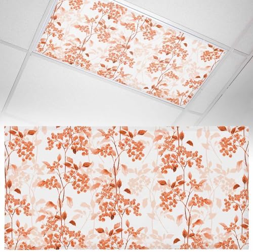 Orange Flower Magnetic Fluorescent Light Covers for Ceiling Lights 2 x 4 Feet,Flower Floral Botanical Spring Summer Office Classroom Kitchen Drop Ceiling Light Covers Lighting Filters Shade 1 Pack