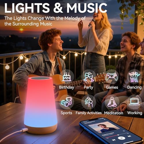Auxmir Smart Night Light, App/Voice Control Table Lamp with Timer(Corded)
