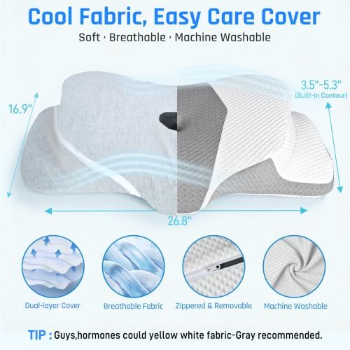 AlignCore Cervical Neck Pillow - Ergonomic Firm Memory Foam Bed Pillows for Sleeping, Neck Pillows for Pain Relief, Back and Side Sleeper Pillow