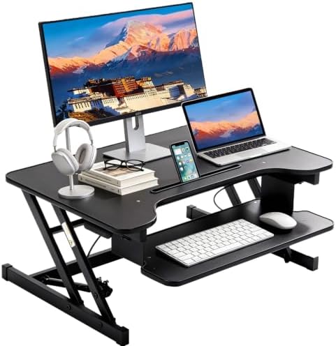 PayLessHere 32" Standing Desk Converter,Height Adjustable Desk Riser