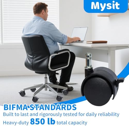 MySit 2" Replacement Office Chair Caster Wheels with Brake Set of 5