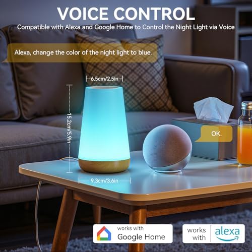 Auxmir Smart Night Light, App/Voice Control Table Lamp with Timer(Corded)