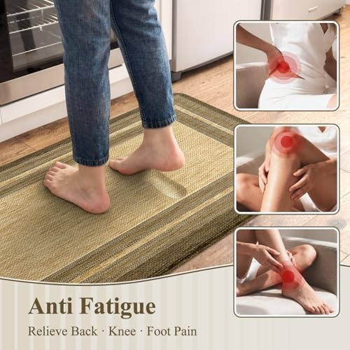 KIMODE Anti Fatigue Kitchen Mats for Floor,Farmhouse Kitchen Rugs Sets of 2