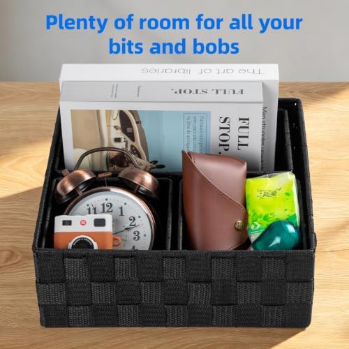 Posprica Woven Storage Basket Small Baskets for Organizing, Cube Basket Bin Container Tote Organizer Divider for Drawer,Closet,Shelf, Dresser,set of 4