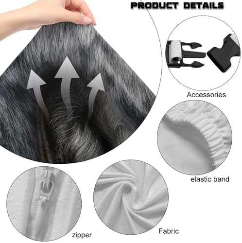 Wild Wolf Print Gaming Chair Cover with Armrest Cover Zipper Design Stretchable Universal Swivel Chair Protector Scratch Proof Washable Office Desk Chair Slipcover,4 Pcs