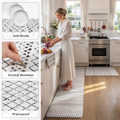 KIMODE Kitchen Mats for Floor Cushioned Anti Fatigue, Boho Kitchen Rugs