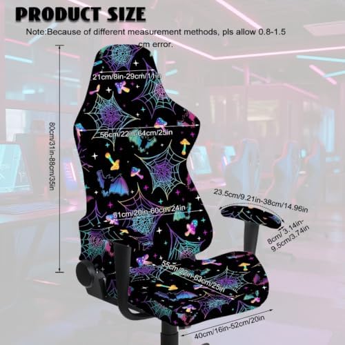 Halloween Gaming Chair Protector Slipcover 4-Piece Fits Office/PC Boss Recliners Anti-Scratch Washable with Zipper for Living Room