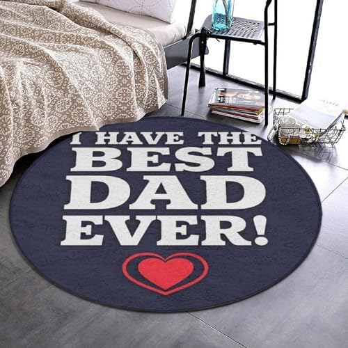 Fashion Round Area Rug Large Non Slip Carpet, Best Dad Ever Heart Unisex Home Decor Mat
