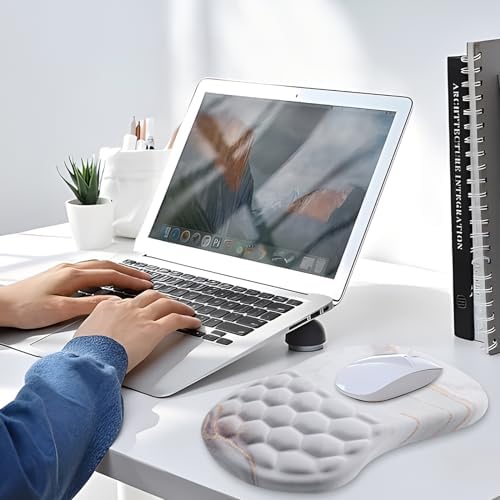 Ergonomic Mouse Pad Wrist Rest, 15° Memory Foam, Non-Slip PU Base
