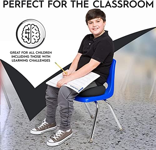 Bouncyband – Wiggle Seat – Gray, 13” D – Large Sensory Cushion for Kids Ages 6-18+ – Promotes Active Learning, Improves Student Productivity, Includes Easy-Inflation Pump (Pack of 2)