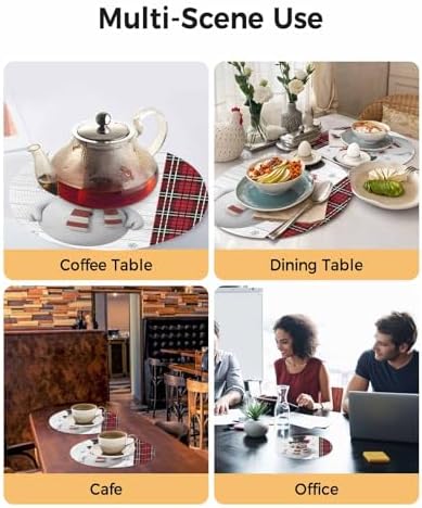 15inch Round Braided Placemats Set of 6, Washable Woven Dining Table Mats, Polypropylene Place Mats for Kitchen Table Home Decoration, Snowflowers Snowman Christmas