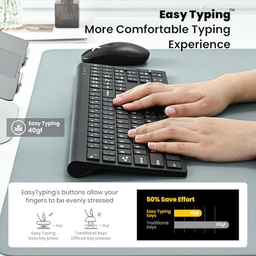 cimetech Full Size Wireless Keyboard and Mouse Combo - Grey