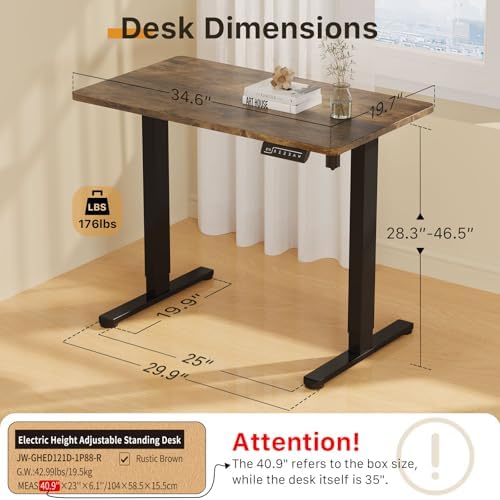 JOY worker Electric Small Stand Up Desk, 35" Whole Piece Height Adjustable