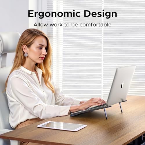 UGREEN Portable Laptop Stand, Foldable & Compact Aluminum Computer Stand Holder for Desk, Adjustable Ergonomic Laptop Riser for MacBook, Travel-Friendly for 10-17 Inch Laptops