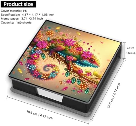 Chameleon Diamond Painting Note Box Memo Pad Holder, Diamond Art Sticky Notes Organizer for Desk, Aesthetic Stationery Storage Case for Office,School Supplies (Chameleon)