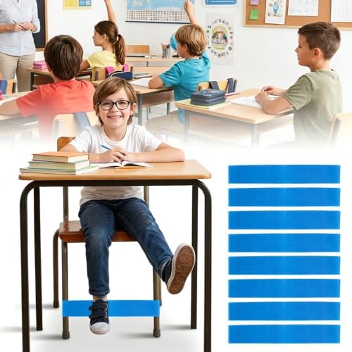 Chair Bands for Kids with Fidgety Feet, 8 Pack Desk Fidget Bands for Classroom, ADHD Tools for Kids Teacher Kindergarten Special Education Classroom Home Sensory ADHD ADD Autism Needs (Blue)