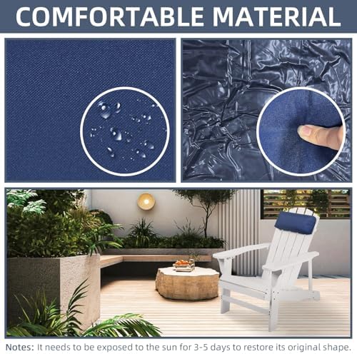 Headrest Pillow for Patio Chaise Lounge Chair, Outdoor Chaise Pillows with Adjustable Elastic Stripe Head Resting Pillows for Recliner Office Chair, Dark Blue