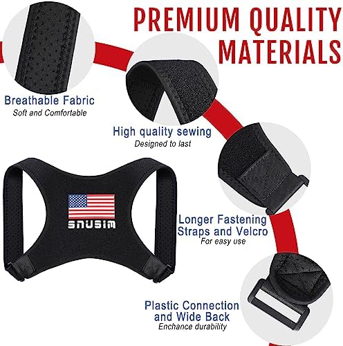 Posture Corrector Upper Back Brace Neck Shoulder Back Support Brace Pain Relief Belt for Women Men Braces Spine Straightener Breathable -Black