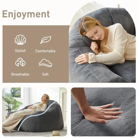 HUGHEAVEN Max Giant Bean Bag Chair, Bean Bag Sofa for Adults & Teens