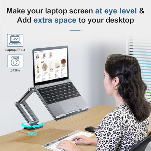 Laptop Stand Desk Mount, Aluminum Adjustable Laptop Arm with Tray