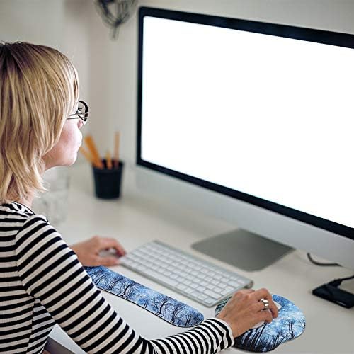 Mouse Pad Keyboard Wrist Rest, Gel Non Slip Rubber Wrist Support Rest Mouse Pad for Home Office, Computer Laptop Desk Typist Gamer, Comfy Cushion Mousepad with Memory Foam Ergonomic, Galaxy Forest