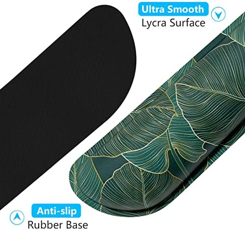 Dapesuom Enlarge Keyboard Wrist Rest, Memory Foam Wrist Cushion for Desk Mats Support, Cute Pain Relief Keyboard Mouse Pad Rests Set with Non-Slip Base for Gaming Laptop Office Computer, Green Leaf