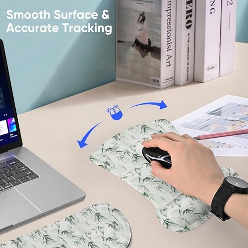 RICHEN Mouse Pad and Keyboard Wrist Rest, 3-in-1 Computer Mousepad and Coaster Set, Non-Slip Keyboard Wrist Rest and Mouse Pad Set Ergonomic Design (FKMWR-56)
