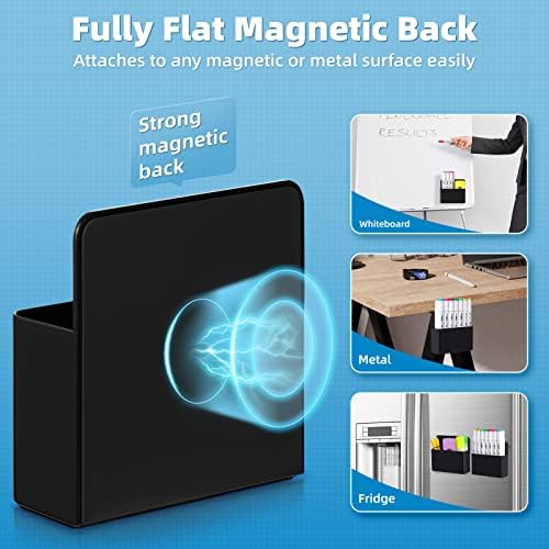 Mabrasse 2p Magnetic Dry Erase Marker Holder,Pen and Eraser Holder for Whiteboard, Magnet Pencil Cup Utility Storage Organizer for Office, Refrigerator, Locker and Metal Cabinets (Black)
