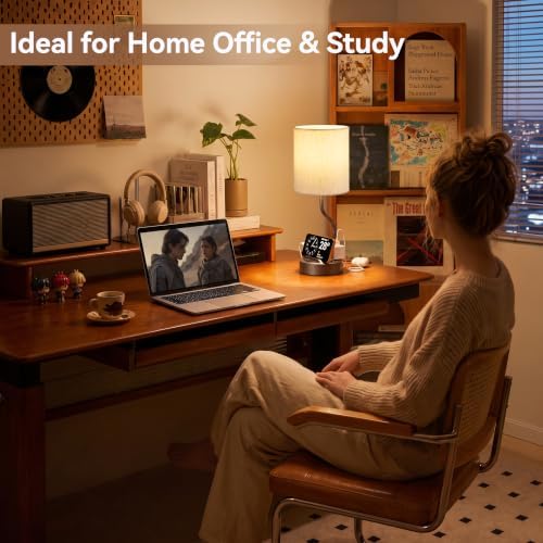 Fenmzee Bedside Lamps for Bedroom Set of 2-18" Brown Table Lamp for Desk