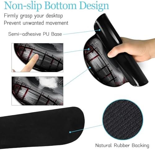 LIMKRIAN Japanese Ergonomic Mouse Pad with Wrist Rest, Large Desk Mat Set