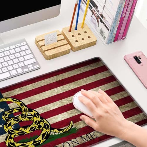 Extended Gaming Mouse Pad Big, Don't Tread On Me American Us Flag Retro Long Mouse Pad Large, 31.5x11.8in Non-Slip Rubber Base Mousepad, Stitched Edges Keyboard Mouse Mat Desk Pad