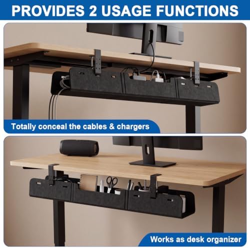 Chumia Under Desk Cable Management Tray No Drill, Black, 36 Inch