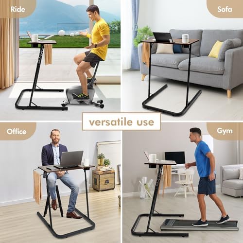 ikkle Adjustable Bike Trainer Fitness Desk, Portable Workstation Standing Desk for Indoor Cycling and Bike Trainer