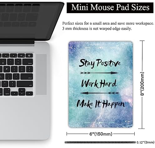Small Mouse Pad, Mini Mouse Pad 6 X 8 Inch with Non-Slip Rubber Base for Keyboard Tray Laptops Wireless Mouse Home Office Travel, Washable & Portable (Work Hard)