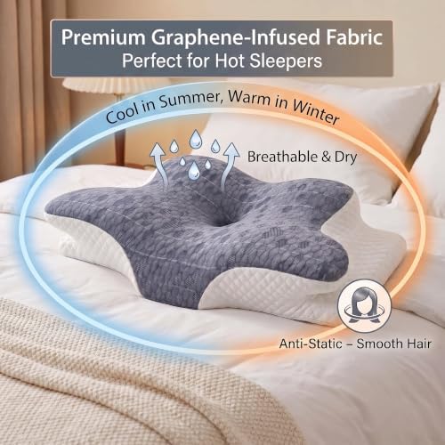 Upgrade Cervical Pillow for Neck Support, 2-Height Adjustable Pillow