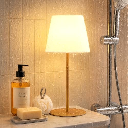Shower Lamp Rechargeable Waterproof Lamp, Cordless Table Lamp for Bathroom