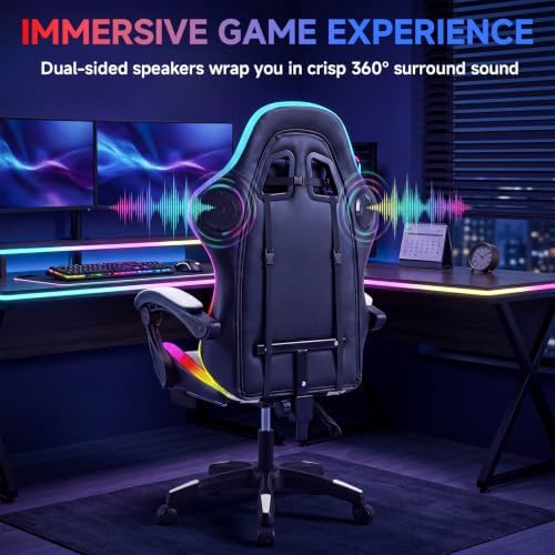 Gaming Chair with RGB LED Lights, Ergonomic Video Game Chair