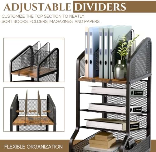 Rolling File Cart Under Desk Storage and Organizers 5-Tier Black