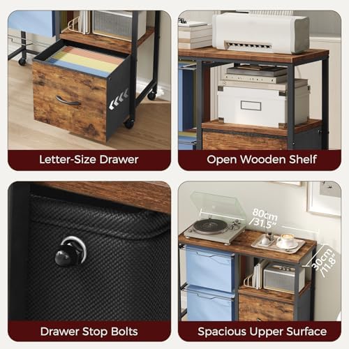MAHANCRIS Rolling File Cart with Fabric Drawer & Hanging File Holders