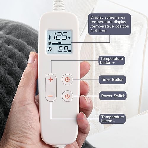 VAAGHANM Heating Pad: 33 x 17 inches Electric Heating Pad for Back - Extra Large Heat Pad for Shoulder/Neck/Knee/Arms - Upgraded 6 Timer & 6 Temperature Controller -Gift for Women