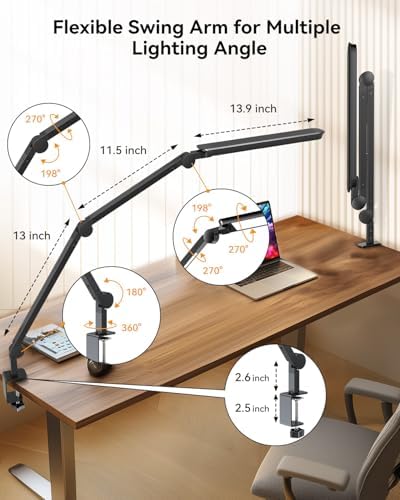 LED Desk Lamp with Clamp, 4CCT Table Lights for Home Office Puzzle Painting