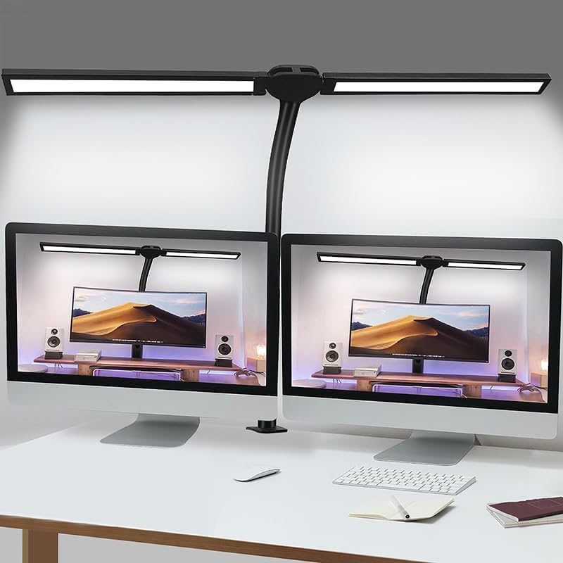 Double Head LED Desk Lamp for Office - Eye Caring Lamp with Clamp