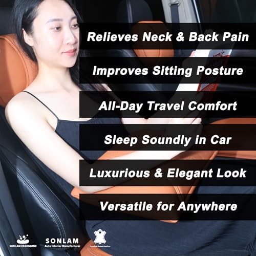 Neck Support Pillow Set for Car & Office Chair - Prosperity & Luck Dreamcatcher - Orthopedic Lumbar & Cervical Pillow for Pain Relief &Posture Correction (Neck Pillows (Coffee Brown))