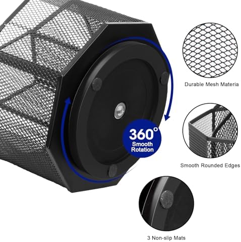 Comix Mesh 360° Rotating Pen Holder, Desk Organizer for Home Office, Black