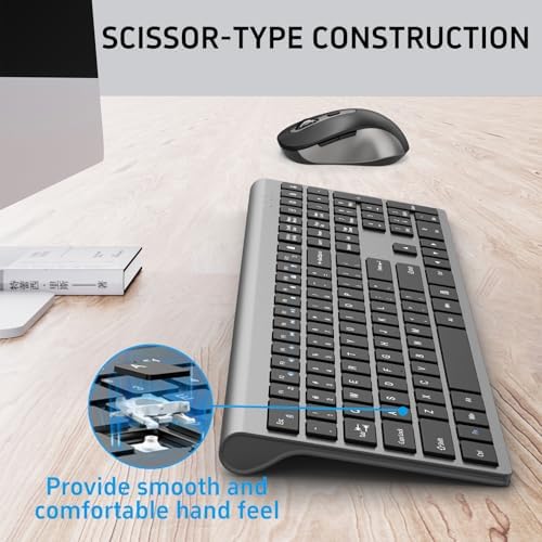 Ultra Thin Ergonomic Silent Wireless Keyboard Mouse Combo Grey